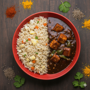 Fried rice with paneer gravy